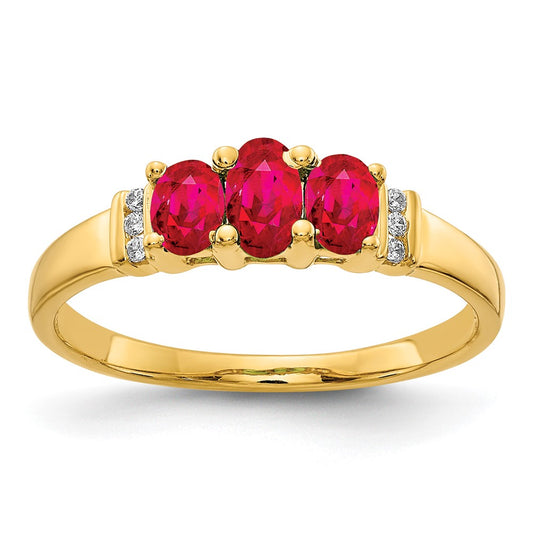 Polished Triple Gemstone and Diamond Rings