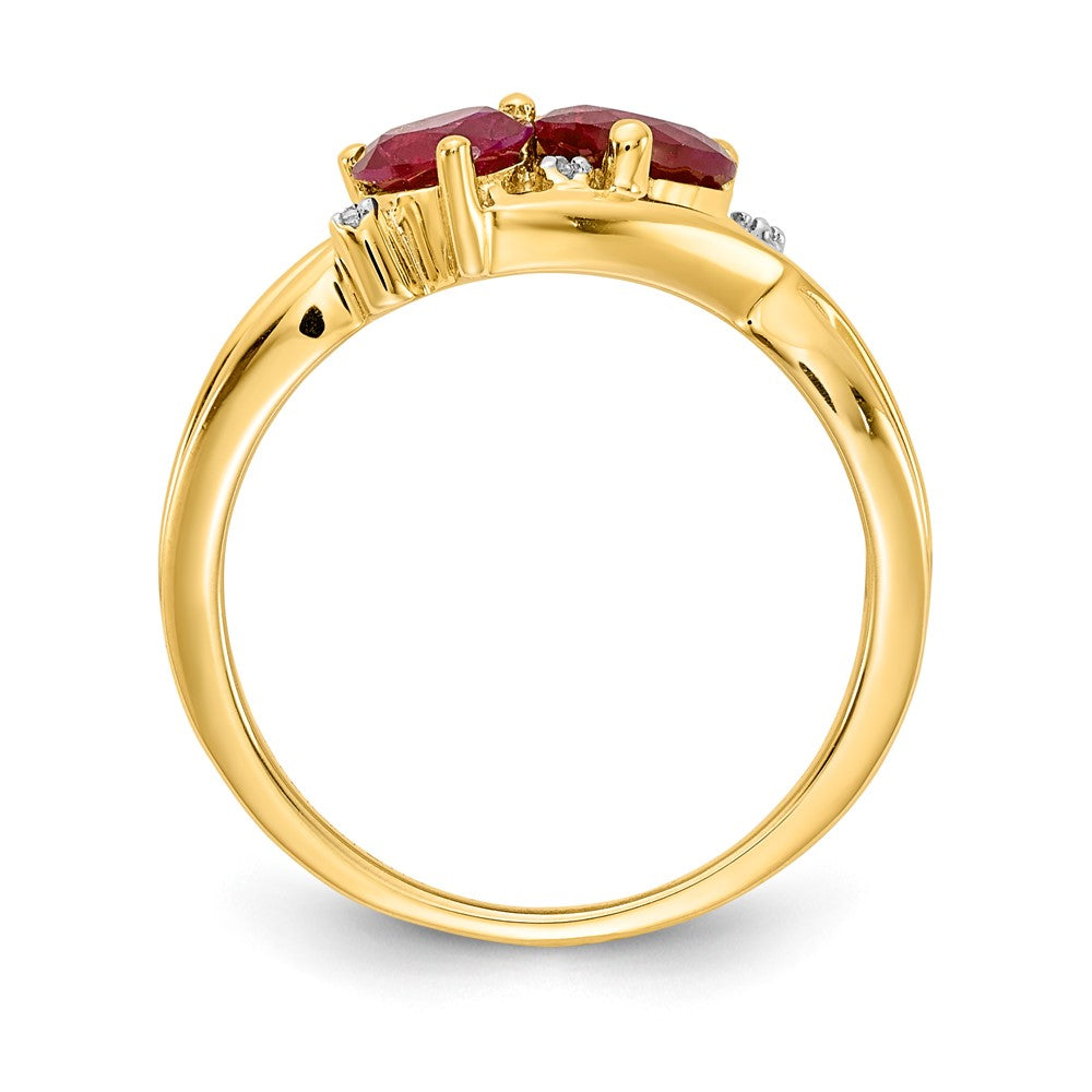 Created Ruby and Diamond Double Heart Ring