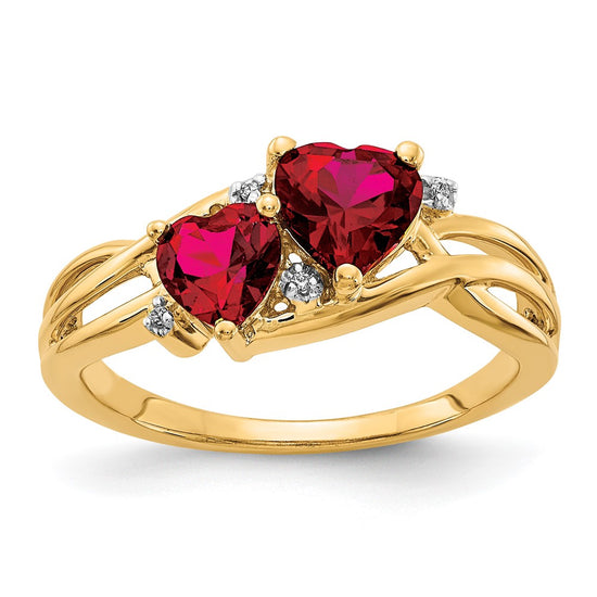 Created Ruby and Diamond Double Heart Ring