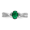 14k White Gold Oval Emerald and Diamond Ring