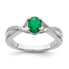 14k White Gold Oval Emerald and Diamond Ring