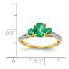 14k Oval Emerald and Diamond Ring