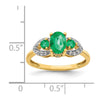 14k Oval Emerald and 1/5 carat Diamond 3-Stone Ring