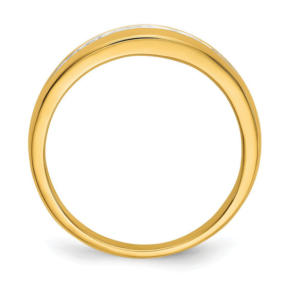 14k and White Rhodium 1/3 carat Diamond 7-stone Mens Channel Ring