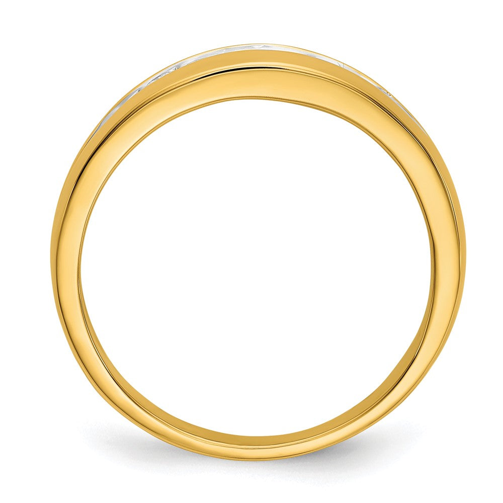 14k and White Rhodium 1/3 carat Diamond 7-stone Mens Channel Ring