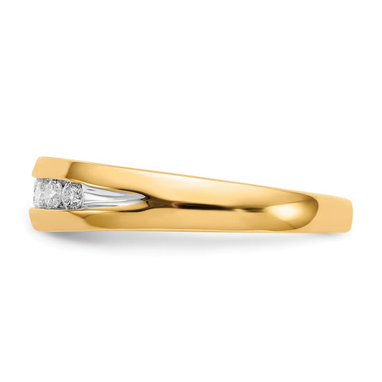 14k and White Rhodium 1/3 carat Diamond 7-stone Mens Channel Ring