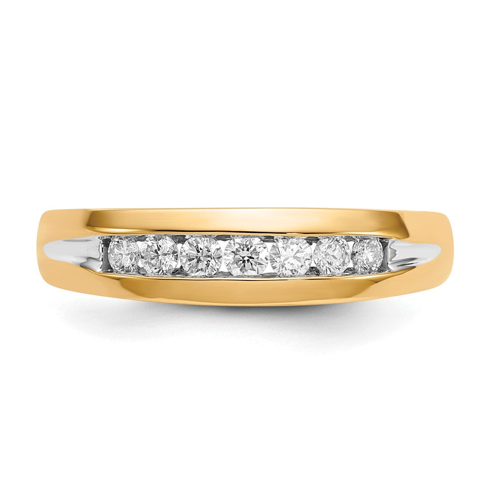 14k and White Rhodium 1/3 carat Diamond 7-stone Mens Channel Ring