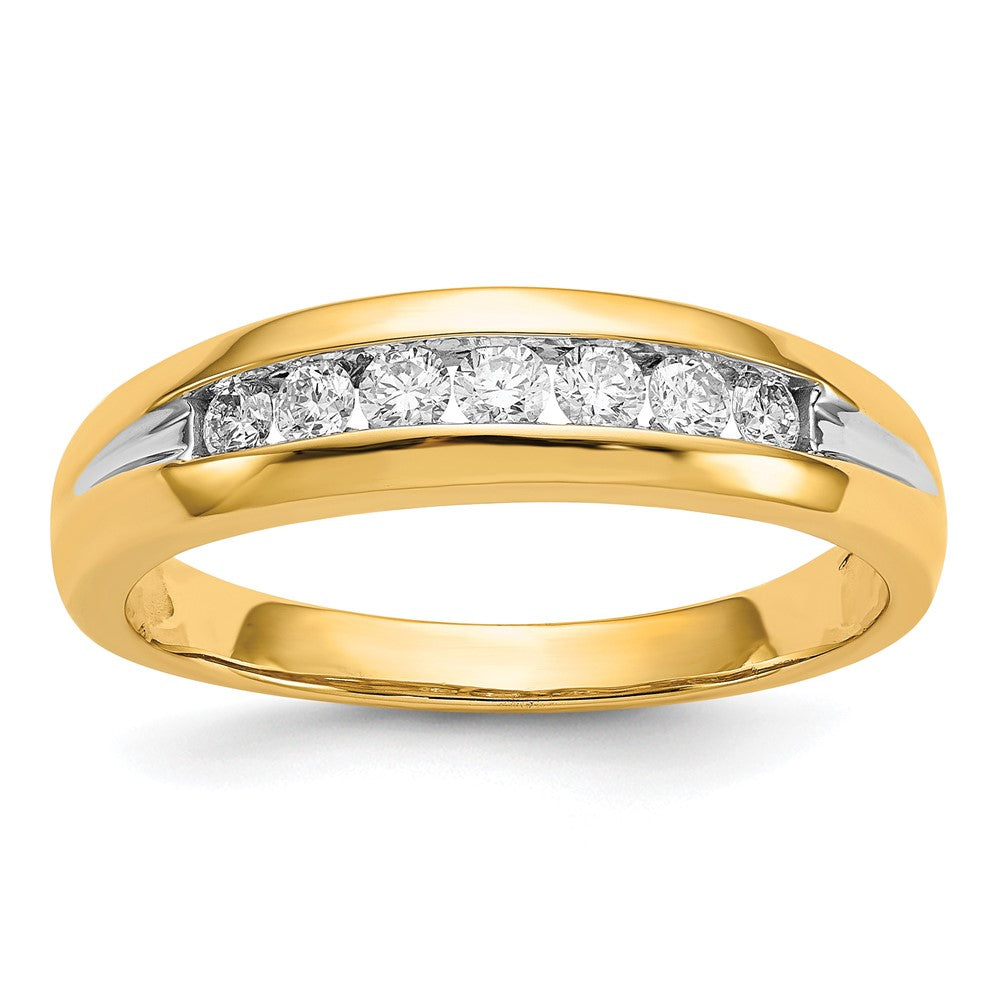 14k and White Rhodium 1/3 carat Diamond 7-stone Mens Channel Ring