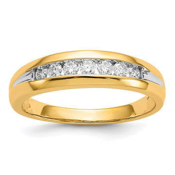 14k and White Rhodium 1/3 carat Diamond 7-stone Mens Channel Ring