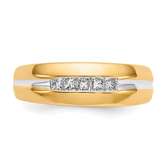 14k with Rhodium Diamond Mens Ring