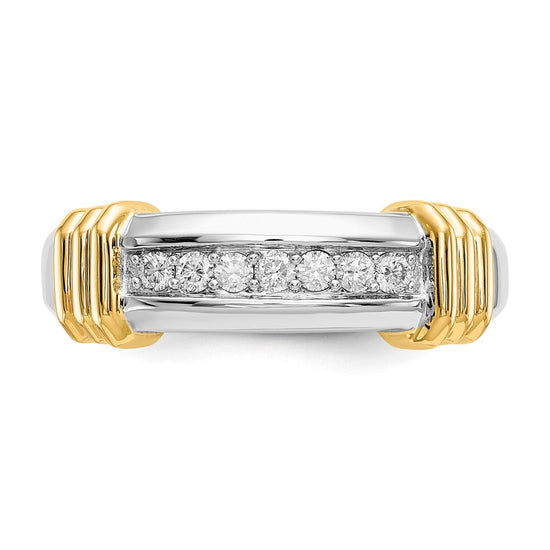 14k Two-tone Diamond Mens Ring