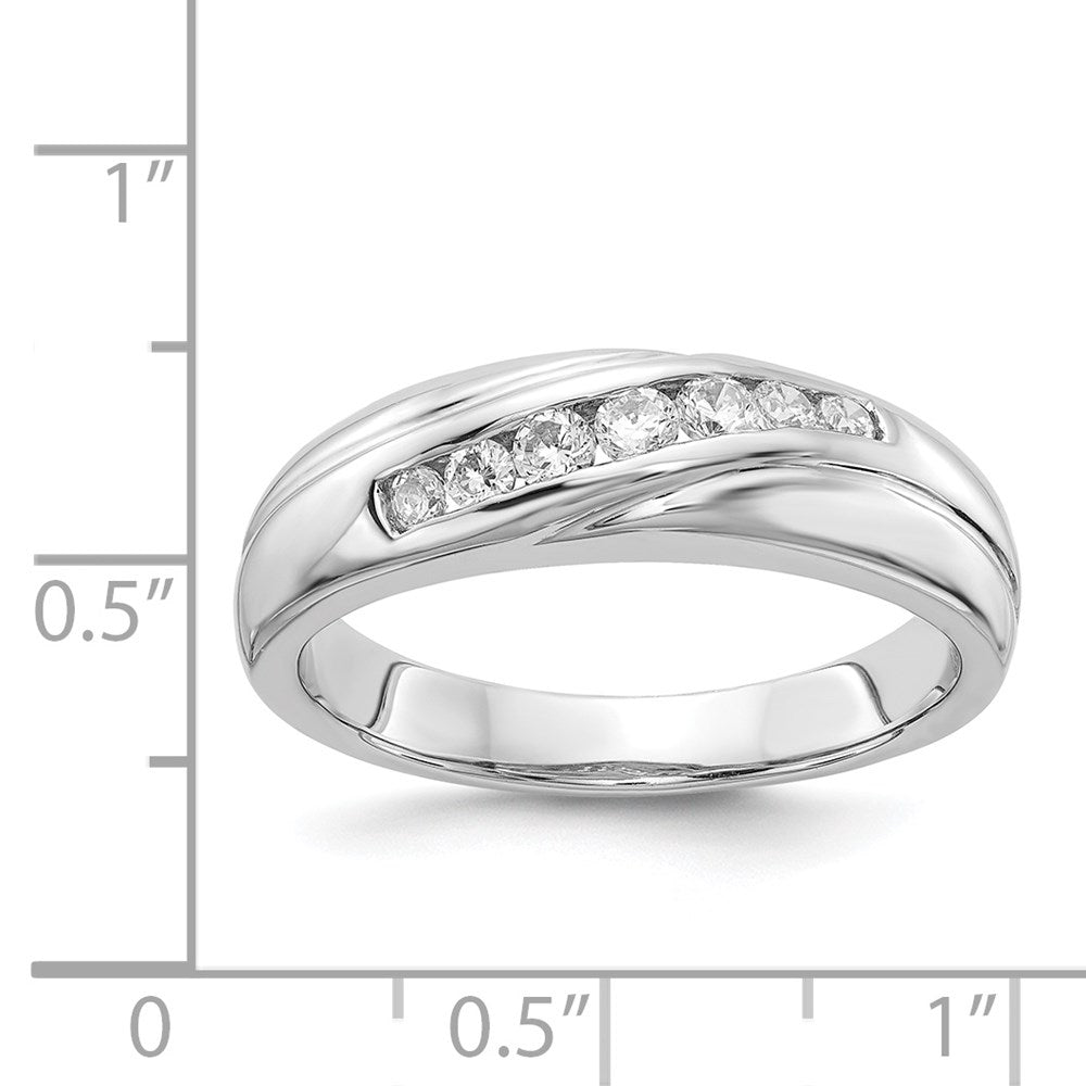 14k White Gold 1/3 carat Diamond 7-stone Mens Ring