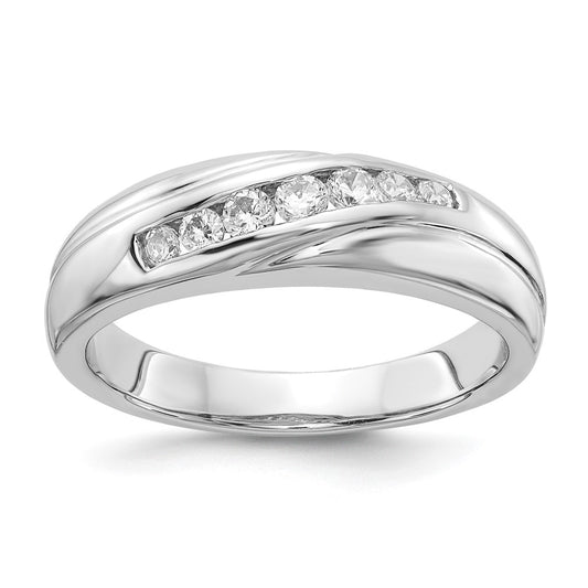 14k White Gold 1/3 carat Diamond 7-stone Mens Ring