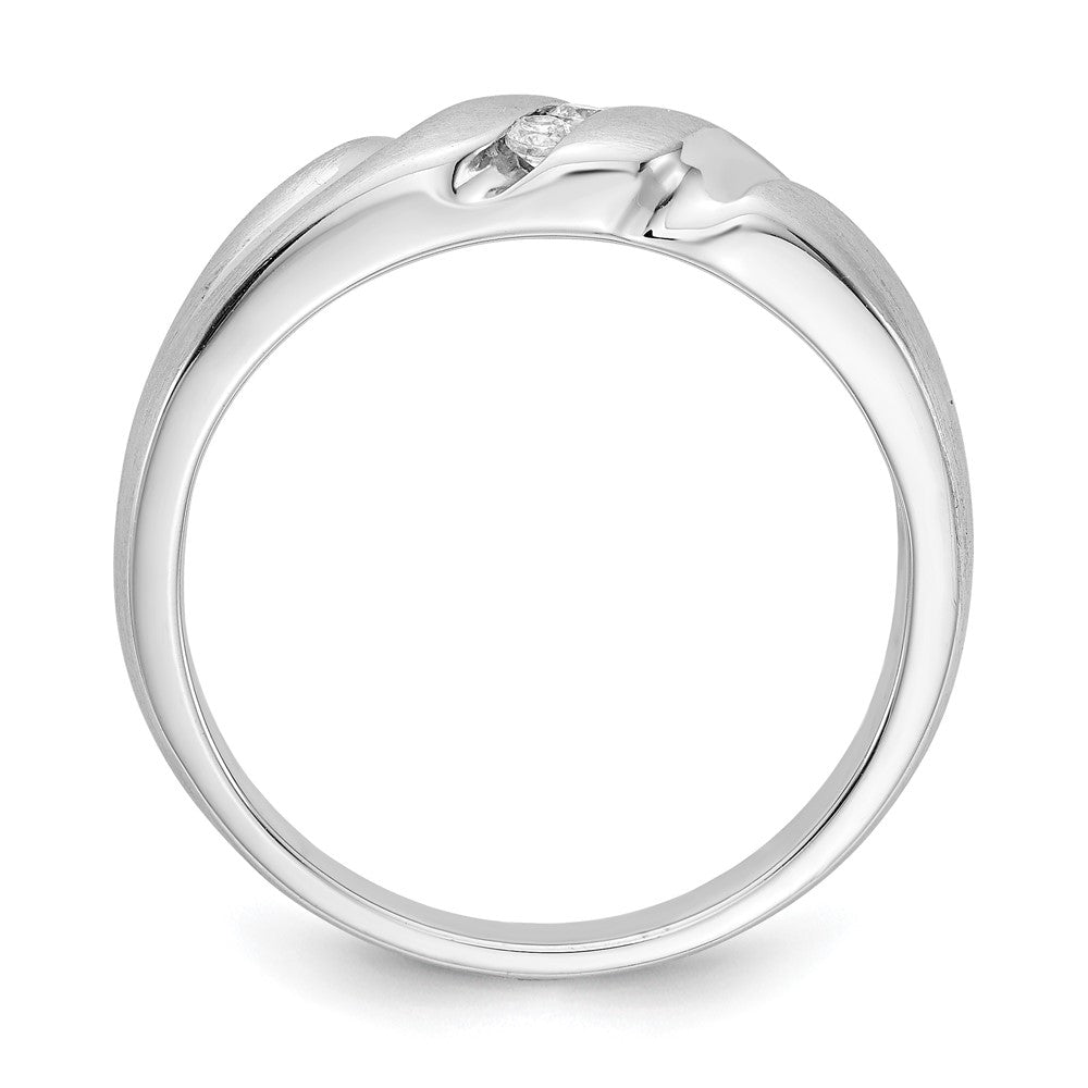 14k White Gold 1/10 carat Diamond 3-stone Mens Ring