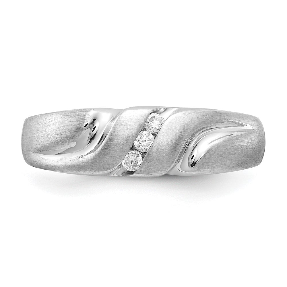 14k White Gold 1/10 carat Diamond 3-stone Mens Ring