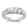 14k White Gold 1/10 carat Diamond 3-stone Mens Ring