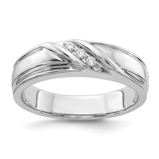 14k White Gold Diamond Mens Ring