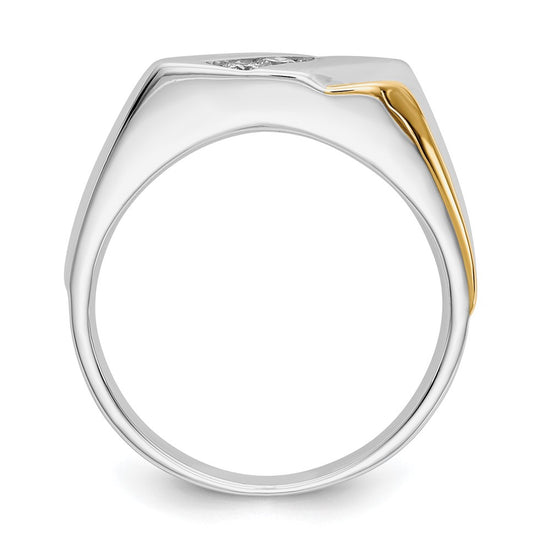 14k Two-tone 1/5 carat Diamond 3-stone Mens Ring