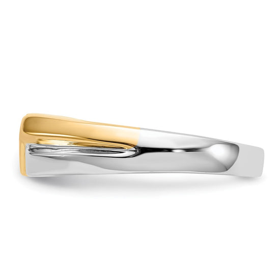 14k Two-tone Gold Diamond Mens Ring
