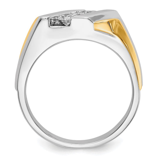 14k Two-tone 1/2 carat Diamond 3-stone Mens Ring