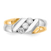 14k Two-tone 1/2 carat Lab Grown Diamond VS/SI+ G+ Three Stone Complete Men's Ring
