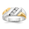 14k Two-tone 1/2 carat Lab Grown Diamond VS/SI+ G+ Three Stone Complete Men's Ring