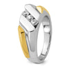14k Two-tone 1/2 carat Lab Grown Diamond VS/SI+ G+ Three Stone Complete Men's Ring