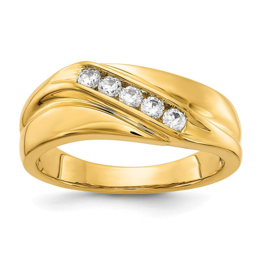 14k 1/3 carat Lab Grown Diamond VS/SI+ G+ Five Stone Complete Men's Ring