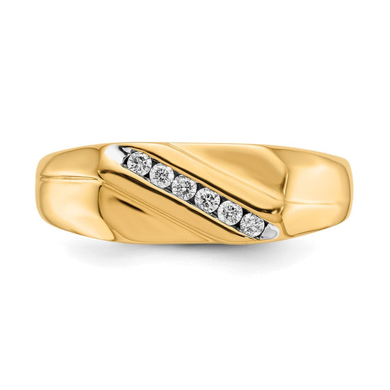 14k White Gold 1/8 carat Lab Grown Diamond VS/SI+ G+ Six Stone Complete Men's Ring