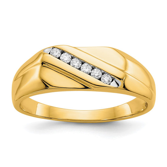 14k White Gold 1/8 carat Lab Grown Diamond VS/SI+ G+ Six Stone Complete Men's Ring