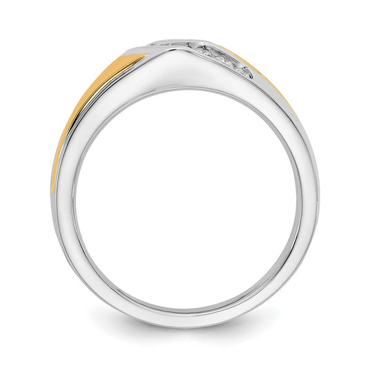 14k Two-tone 1/4 carat Diamond Mens Ring