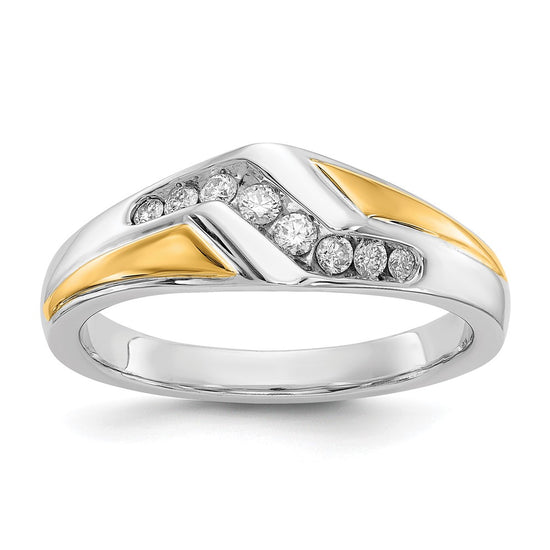 14k Two-tone 1/4 carat Lab Grown Diamond VS/SI+ G+ Complete Men's Ring