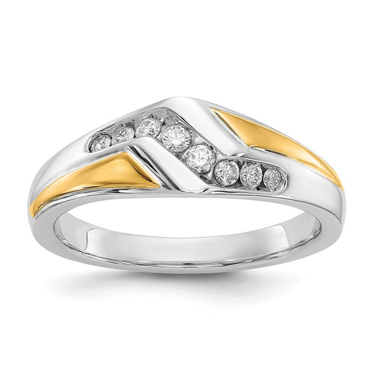 14k Two-tone 1/4 carat Diamond Mens Ring