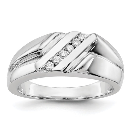 14k White Gold 1/6 carat Diamond Mens Ring