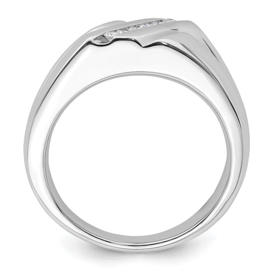 14k White Gold 1/6 carat Lab Grown Diamond VS/SI+ G+ Six Stone Complete Men's Ring