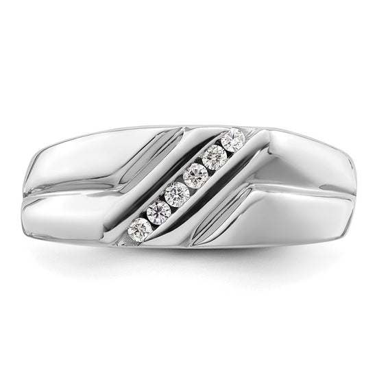 14k White Gold 1/6 carat Lab Grown Diamond VS/SI+ G+ Six Stone Complete Men's Ring