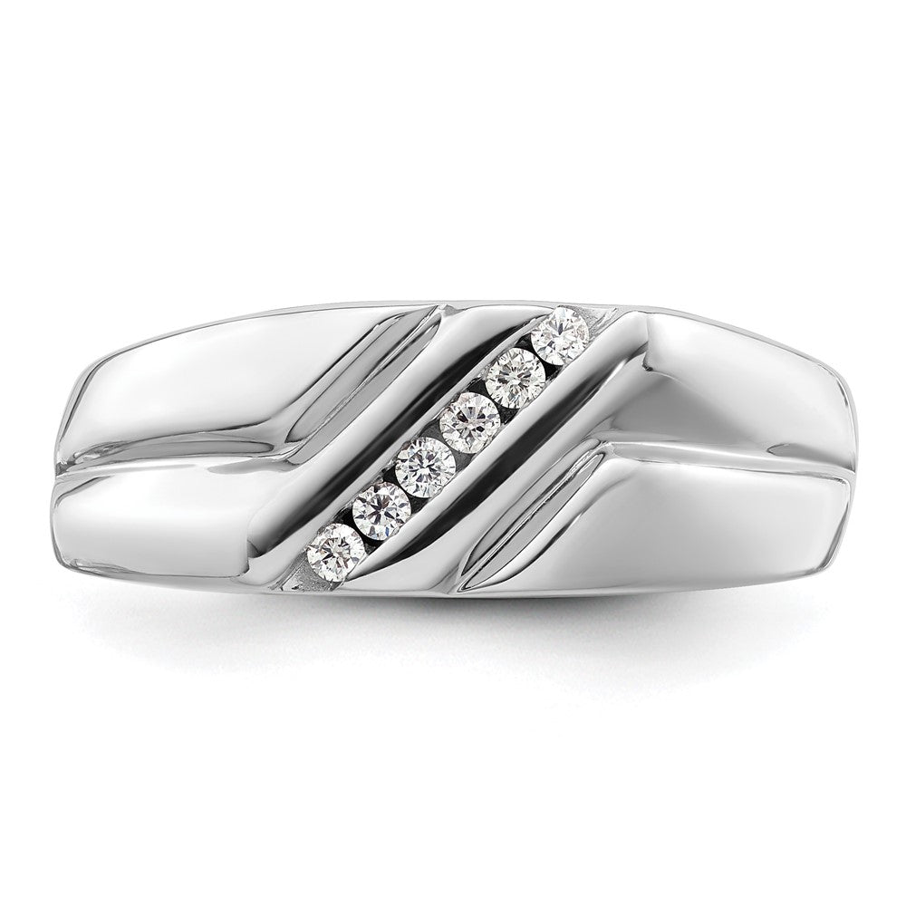 14k White Gold 1/6 carat Lab Grown Diamond VS/SI+ G+ Six Stone Complete Men's Ring