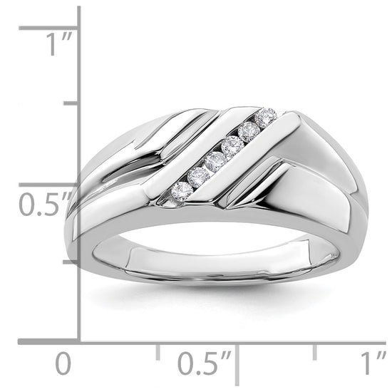 14k White Gold 1/6 carat Lab Grown Diamond VS/SI+ G+ Six Stone Complete Men's Ring