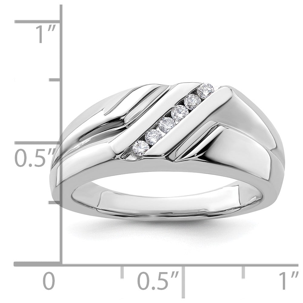 14k White Gold 1/6 carat Lab Grown Diamond VS/SI+ G+ Six Stone Complete Men's Ring