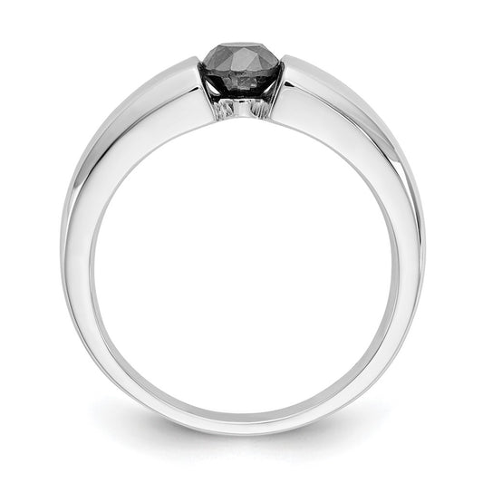 14k White Gold 1 carat Black Diamond Mens Ring