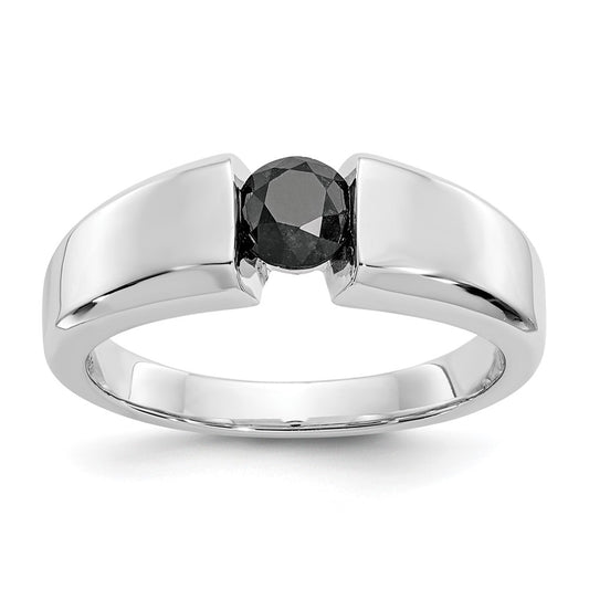 14k White Gold 1 carat Black Diamond Mens Ring