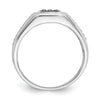 14k White Gold White and Black Diamond Square Mens Ring