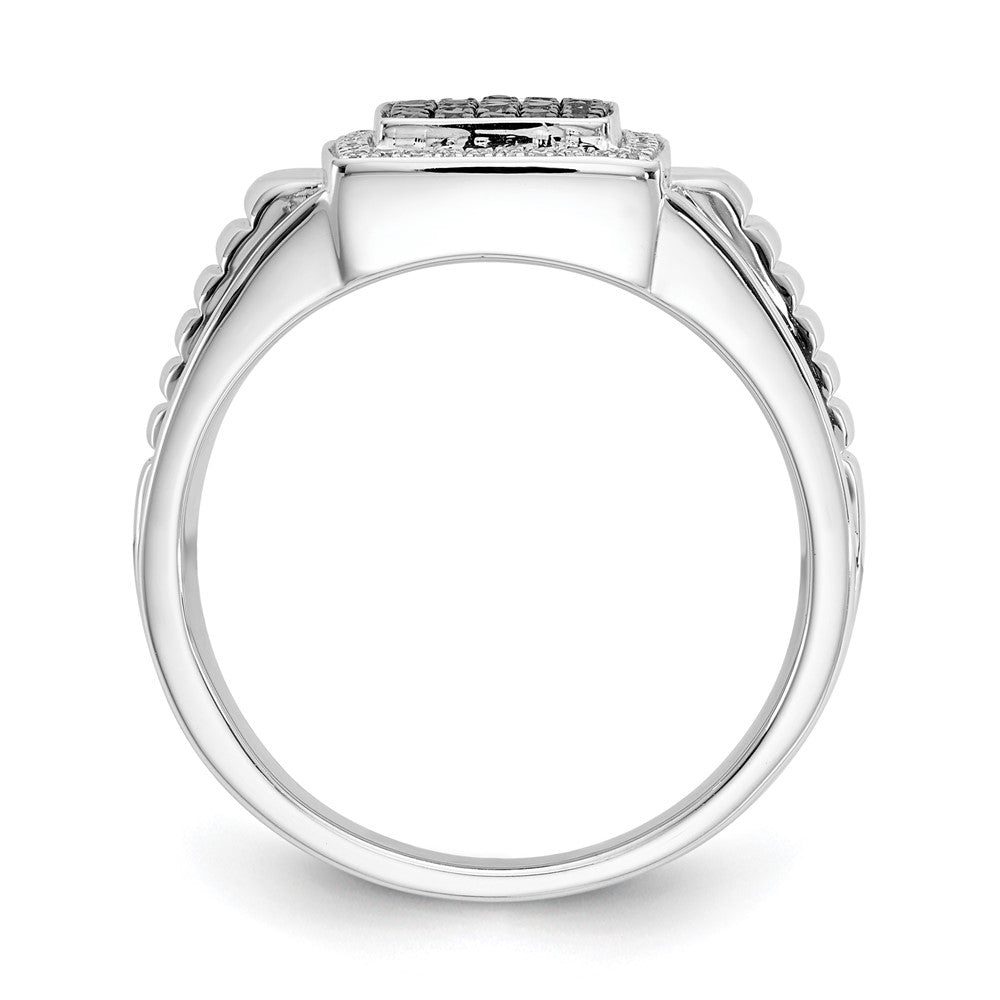 14k White Gold Black and White Diamond Mens Ring
