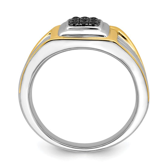 14k Two-tone Black Diamond Mens Ring