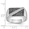 14k White Gold Black and White Diamond Mens Ring