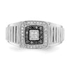 14k White Gold Black and White Diamond Mens Ring