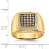 14k Champagne and White Diamond Mens Ring