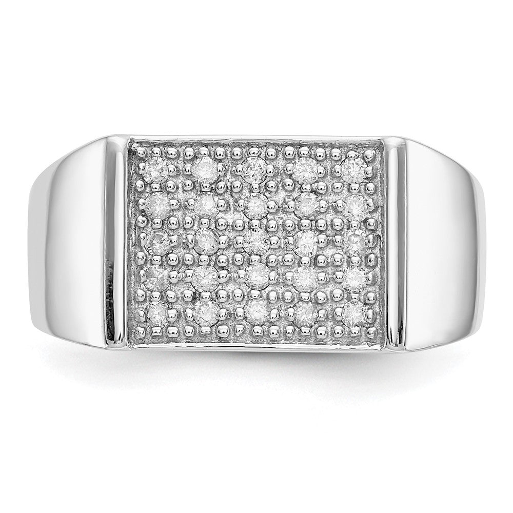 14k White Gold 1/4 carat Diamond Square Cluster Mens Ring