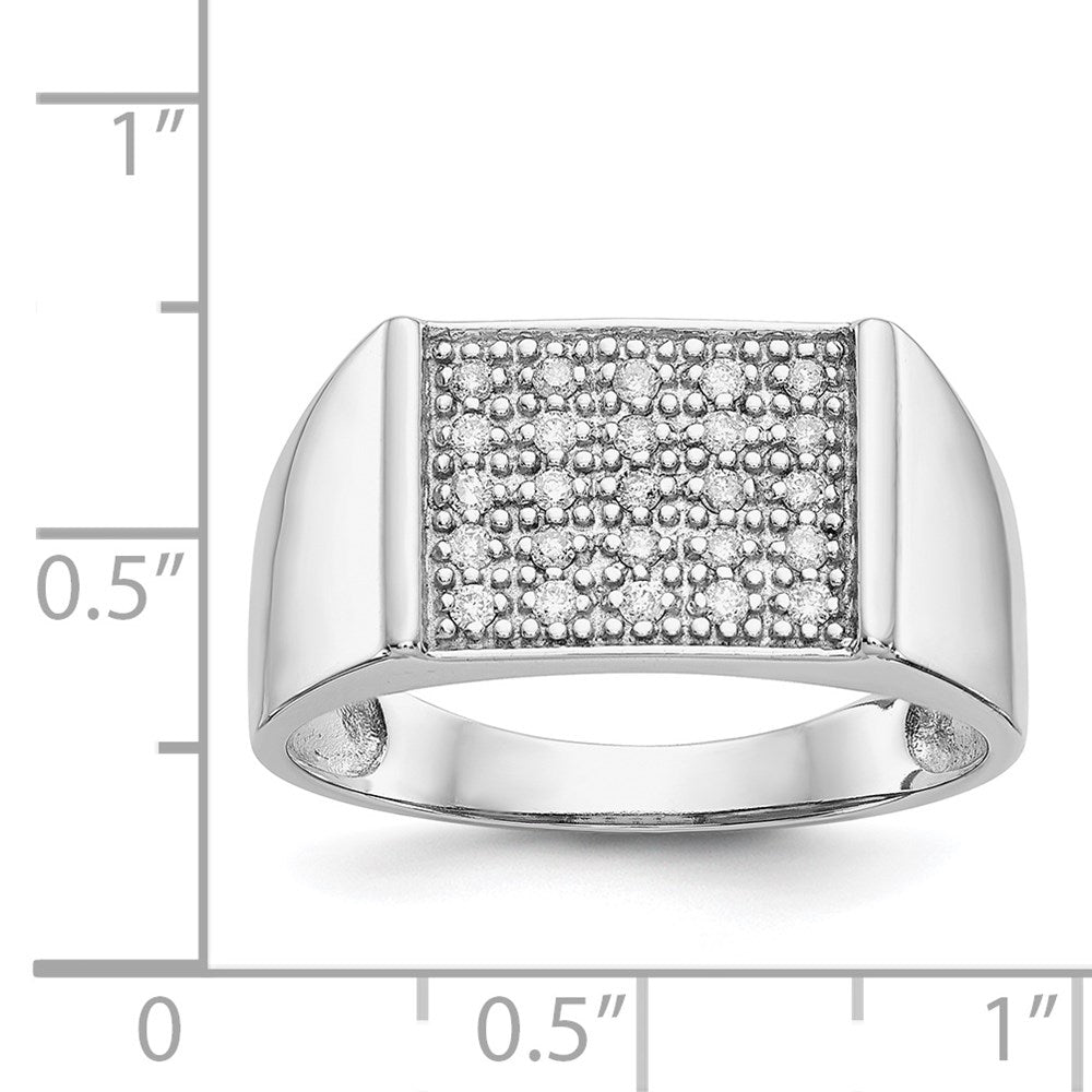 14k White Gold 1/4 carat Diamond Square Cluster Mens Ring