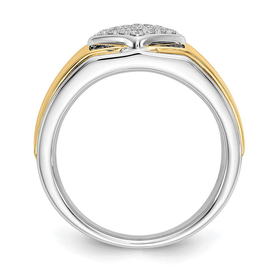 14k Two-tone Black and White Diamond Mens Ring
